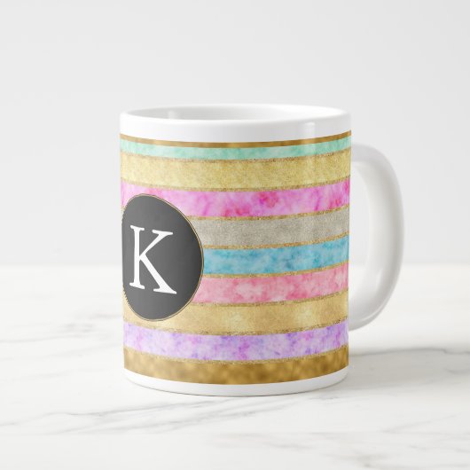 Monogramm für Goldfarbstreifen Jumbo-Tasse (Vorderseite Rechts)