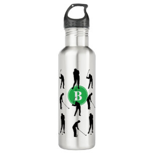Monogramm für Golfer-Silhouetten Edelstahlflasche