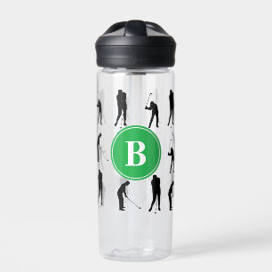 Monogramm für Golfer-Silhouetten Trinkflasche