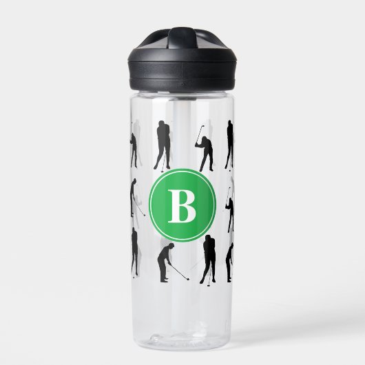 Monogramm für Golfer-Silhouetten Trinkflasche (Vorderseite)