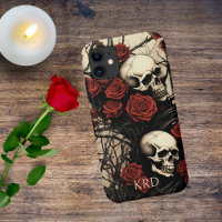 Monogramm für gotische Schädel und Rote Rosen