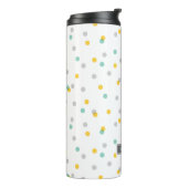 Monogramm für graue Aqua und gelbe Konfetti-Dots Thermosbecher (Nach links gedreht)