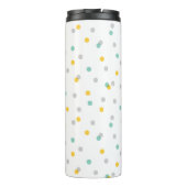 Monogramm für graue Aqua und gelbe Konfetti-Dots Thermosbecher (Rückseite)
