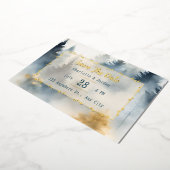 Monogramm für graue blaue Winterpine Save the Date Folieneinladung (Gedreht)