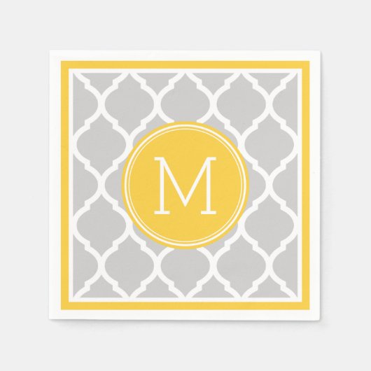 Monogramm für graue und gelbe Quatrefolie Serviette (Vorderseite)