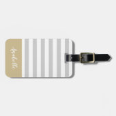 Monogramm für graue und goldene Streifen | Editier Gepäckanhänger (Vorderseite horizontal)