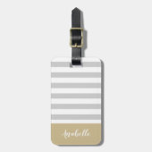 Monogramm für graue und goldene Streifen | Editier Gepäckanhänger (Vorderseite vertikal)
