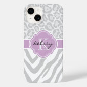 Monogramm für graue und lilac-Tierdrucke Case-Mate iPhone Hülle (Rückseite)