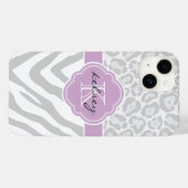 Monogramm für graue und lilac-Tierdrucke Case-Mate iPhone Hülle (Rückseite (Horizontal))