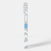 Monogramm für graue und Sky Blue Animal Print Case-Mate iPhone Hülle (Rückseite / Links)