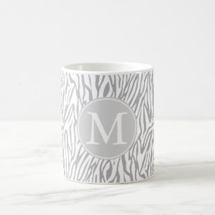 Monogramm für graue und weiße Zebra Kaffeetasse