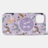Monogramm für Grauhund-Knochen und Paws Case-Mate iPhone Hülle (Rückseite (Horizontal))