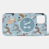 Monogramm für Grauhund-Knochen und Paws Case-Mate iPhone Hülle (Rückseite (Horizontal))