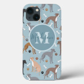 Monogramm für Grauhund-Knochen und Paws Case-Mate iPhone Hülle (Rückseite)