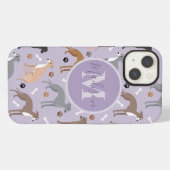 Monogramm für Grauhund-Knochen und Paws iPhone Hülle (Rückseite (Horizontal))