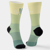Monogramm für grüne FarbeBlock Socken (Gewinkelt)