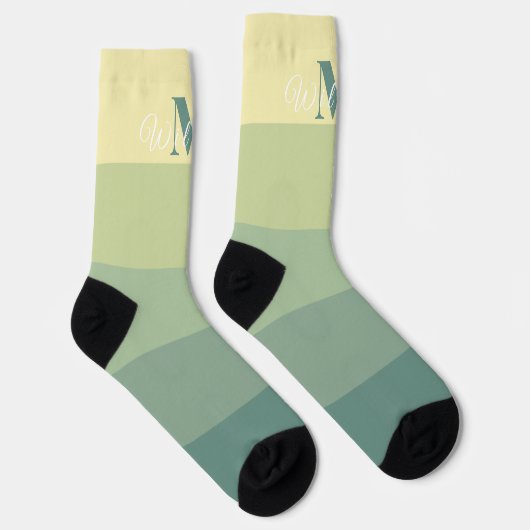 Monogramm für grüne FarbeBlock Socken (Rechts)