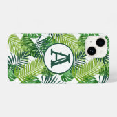 Monogramm für grüne tropische Blätter iPhone Hülle (Rückseite (Horizontal))