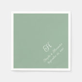 Monogramm für grüne und weiße Hochzeiten Serviette (Vorderseite)