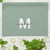 Monogramm für grünen Namen Geschirrtuch (Gefaltet)