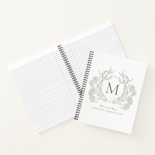 Monogramm für grünes Wappen Notizblock (Innenseite)