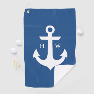 Monogramm für hellblau und weiß Anker Golfhandtuch