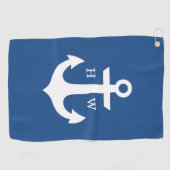 Monogramm für hellblau und weiß Anker Golfhandtuch (Horizontal)