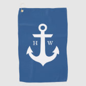 Monogramm für hellblau und weiß Anker Golfhandtuch (Vorderseite)