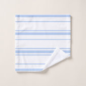 Monogramm für hellblaue und weiße Streifen Badhandtuch Set (Waschlappen)