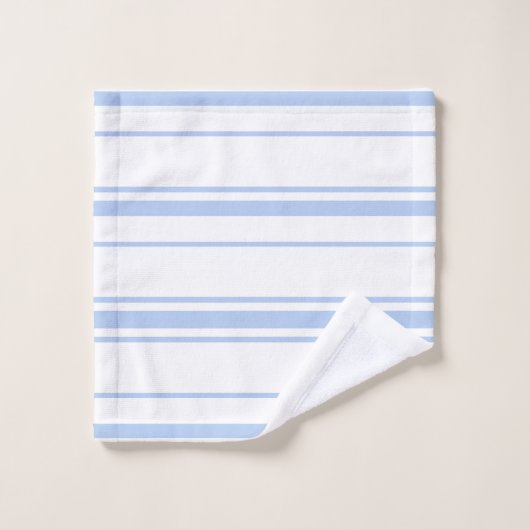Monogramm für hellblaue und weiße Streifen Badhandtuch Set (Waschlappen)