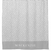 Monogramm für hellgraue und weiße griechische Schl Duschvorhang (Vorderseite)