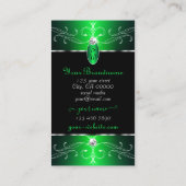 Monogramm für herausragende Verzierte Schwarz-Grün Visitenkarte (Rückseite)