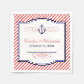 Monogramm für Hochzeiten von Navy und Korallen Serviette (Vorderseite)