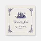 Monogramm für Hochzeiten von Vintagen Schiffen der Serviette (Vorderseite)