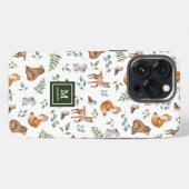 Monogramm für Holztierblätter iPhone Hülle (Rückseite (Horizontal))