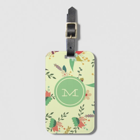 Monogramm für hübsche Frühlingsfloral Gepäckanhänger (Vorderseite Vertikal)