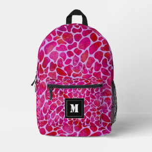 Monogramm für hübsche Himbeere und rosa Leoparden Bedruckter Rucksack