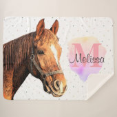 Monogramm für hübsche Pferdehaltung Sherpadecke (Vorderseite (Horizontal))