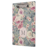 Monogramm für hübsche Rosen und Perlhöre Klemmbrett (Links)