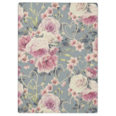 Monogramm für hübsche Rosen und Perlhöre Klemmbrett (Rückseite)