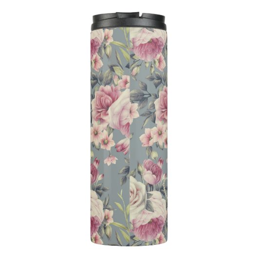 Monogramm für hübsche Rosen und Perlhöre Thermosbecher (Rückseite)