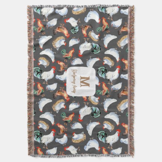 Monogramm für Hühnerfamilien Decke (Vorderseite Vertikal)