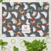 Monogramm für Hühnerfamilien Geschirrtuch (Gefaltet)