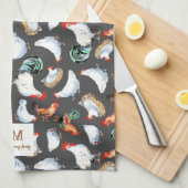 Monogramm für Hühnerfamilien Geschirrtuch (Viertel Falte)