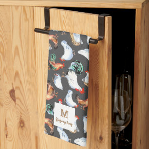 Monogramm für Hühnerfamilien Geschirrtuch