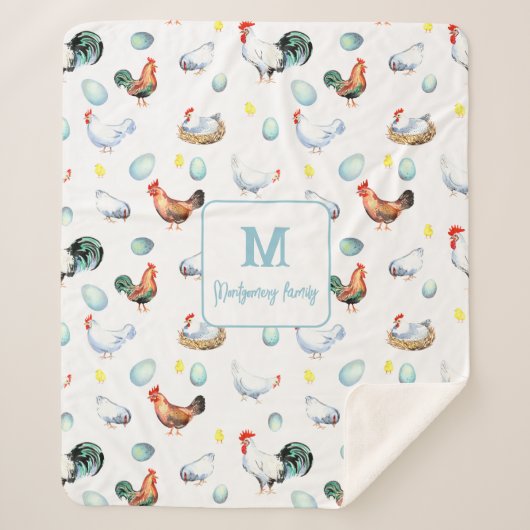Monogramm für Hühnerfamilien Sherpadecke (Vorderseite)