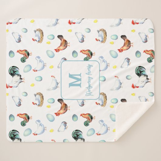 Monogramm für Hühnerfamilien Sherpadecke (Vorderseite (Horizontal))