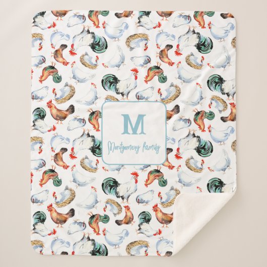 Monogramm für Hühnerfamilien Sherpadecke (Vorderseite)