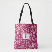 Monogramm für ihr Gefallen, Blumenrosa und Rose Tasche (Vorderseite)