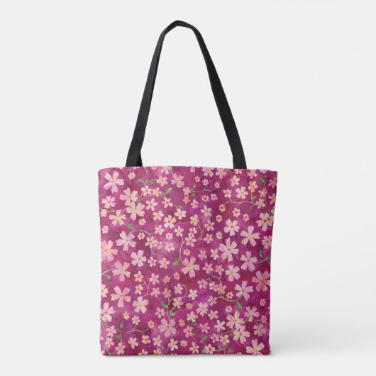 Monogramm für ihr Gefallen, Blumenrosa und Rose Tasche (Rückseite)